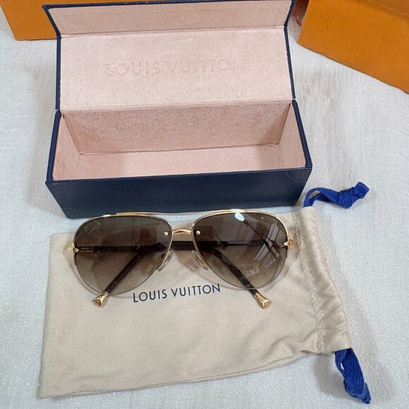 Louis Vuitton Goldtone Frame Monogram Canvas Petite Viola Pilote Sunglasses - Picture 14 of 14